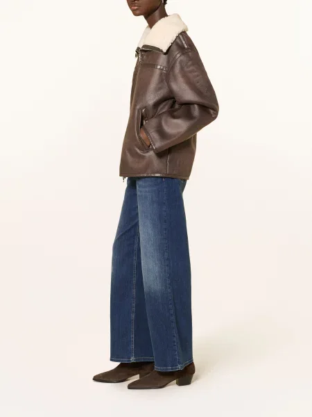 Opus Pants Široké Džíny Meni Toile dark blue modré