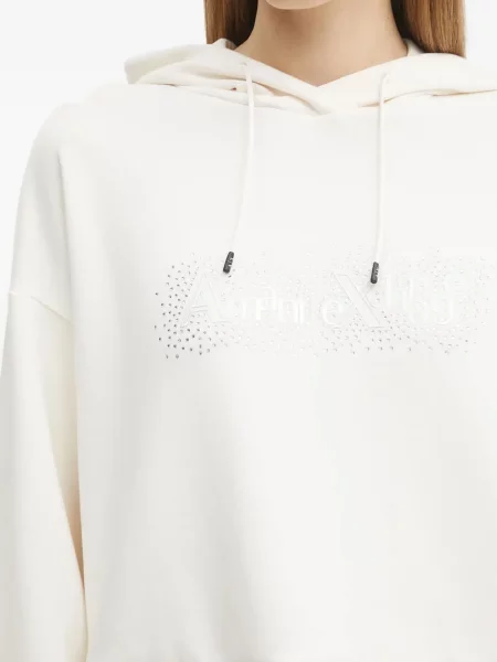Hanorac cu glugă Armani Exchange de cristal alb