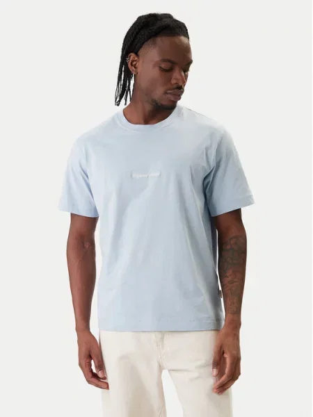 T-shirt z wyhaftowanym logo model ‘NORREBRO’ Jack & Jones niebieska