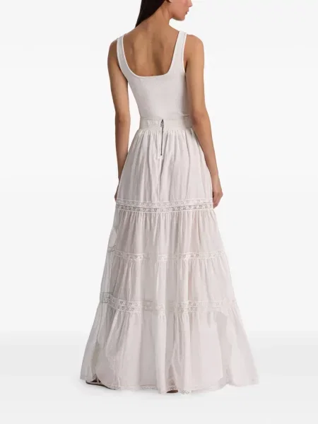 Fusta maxi Alice + Olivia din dantelă alb