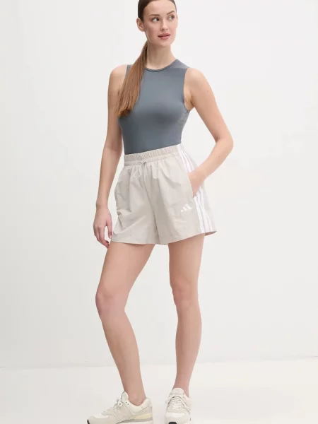 Шорти adidas Essentials з аплікацією висока посадка сірий