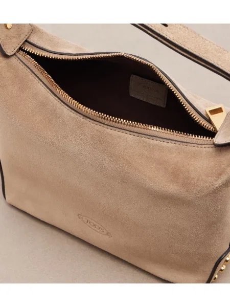 Geantă Tod's din piele de căprioară bej