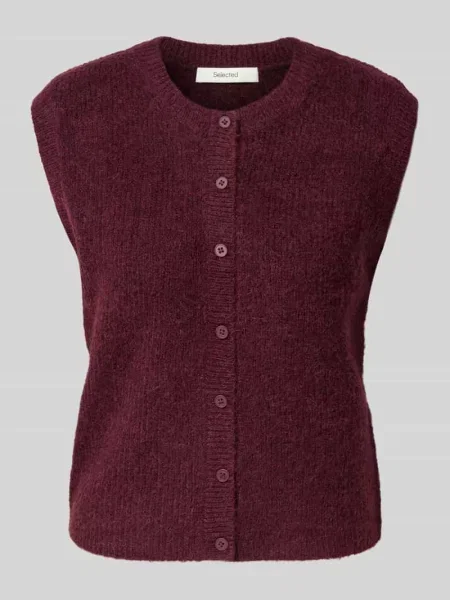 Kamizelka o kroju regular fit z dzianiny z mieszanki wełny model ‘LULU’ Selected Femme