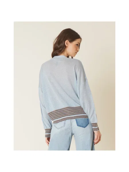 Sweter Manila Grace żakardowy niebieski