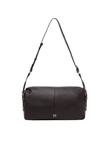 PINKO Kabelka PINKO 24 CLASSIC. VITELLO NEW BIKER BORSA tmavě hnědá