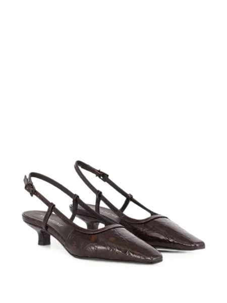 Pantofi cu toc Notabene din piele slingback maro