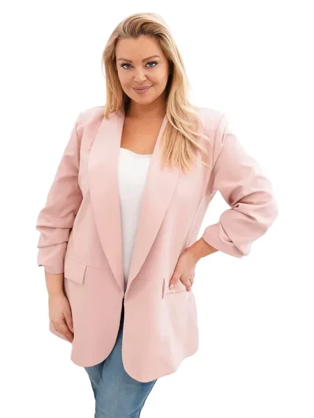 Kesi Włoski Dámska sako Plus Size elegantná tmavý pudrový ruž čierna