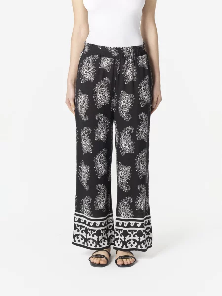 KOROSHI Pantaloni negru alb