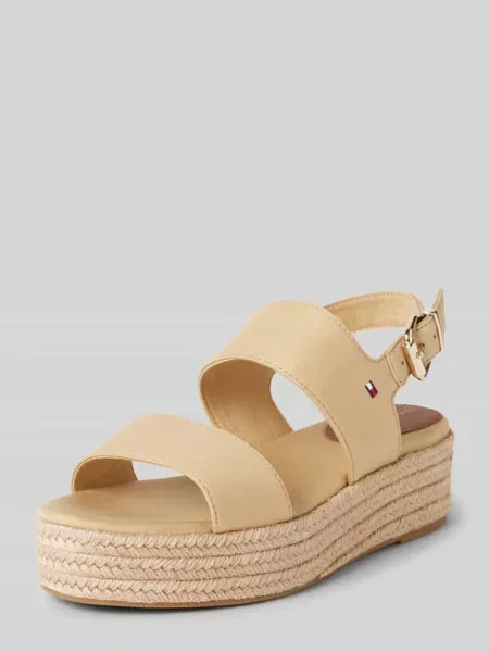 Sandały Tommy Hilfiger na koturnie brązowe