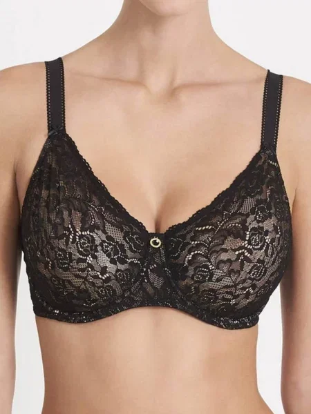 Кружевной бюстгальтер на широких бретелях чорний