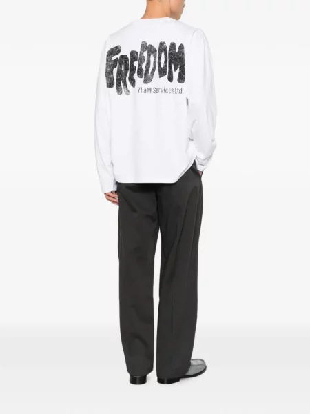 Lung tricou 7 For All Mankind cu imagine alb