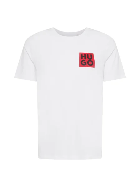 HUGO Tricou Detzington / negru / roșu alb