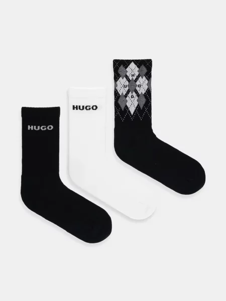 Чорапи HUGO 3 чифта мъжки черно