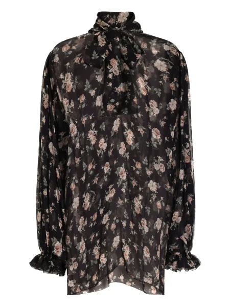 Bluză Dolce & Gabbana cu model floral negru