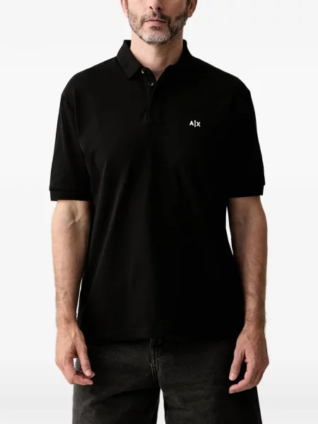 Scurt tricou polo Armani Exchange cu imagine negru