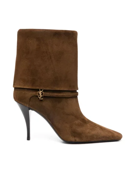 Botki Saint Laurent skórzane brązowe