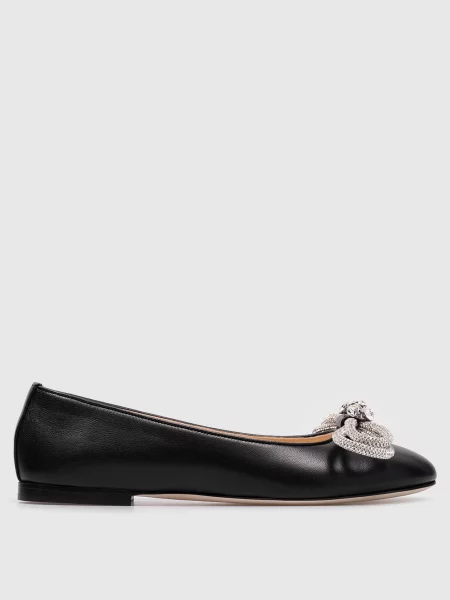 Кожаные балетки Mach&mach с бантом черные