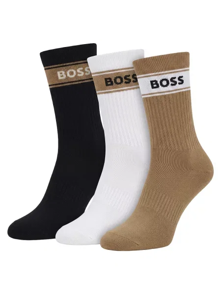 BOSS BLACK Șosete 3P QS Rib Stripe CC alb