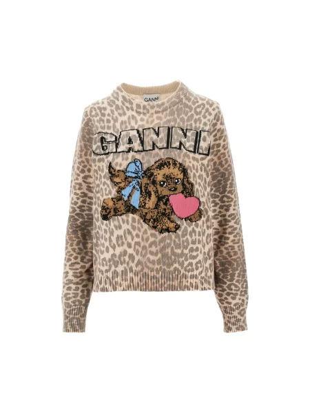 Sweter Ganni wełniany beżowy