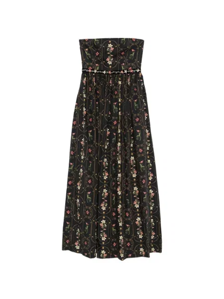 Rochie maxi Agua By Agua Bendita cu model floral cu imagine fără bretele negru