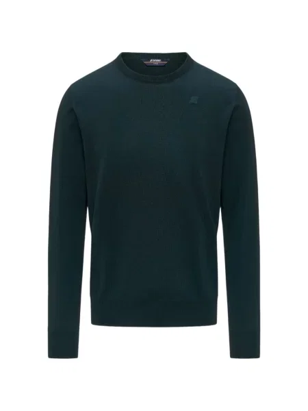 Pulover K-way cu decolteu rotund cu autograf verde