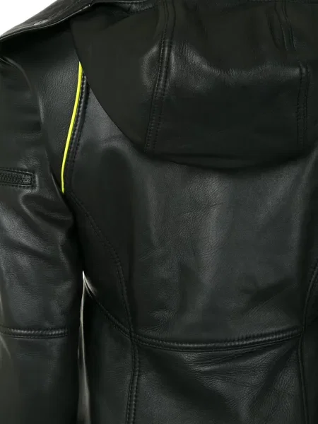 Kožená bunda Chanel Pre-owned s kapucí černá