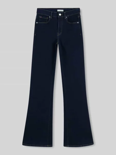 Jeansy bootcut z wysokim stanem z detalem z logo Tommy Hilfiger niebieskie