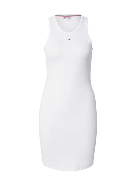 Kostiumas liesas džinsinė suknelė Tommy Jeans balta