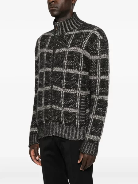 Cardigan Canali în carouri negru