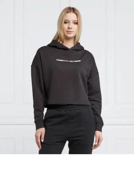Tommy Sport Hanorac GRAPHIC | Cropped Fit negru