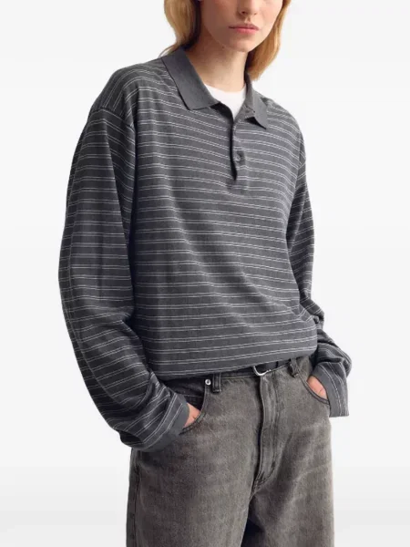 Lung tricou polo Nili Lotan gri