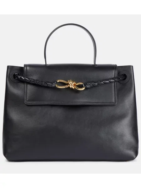 Usnjena torbica Bottega Veneta črna