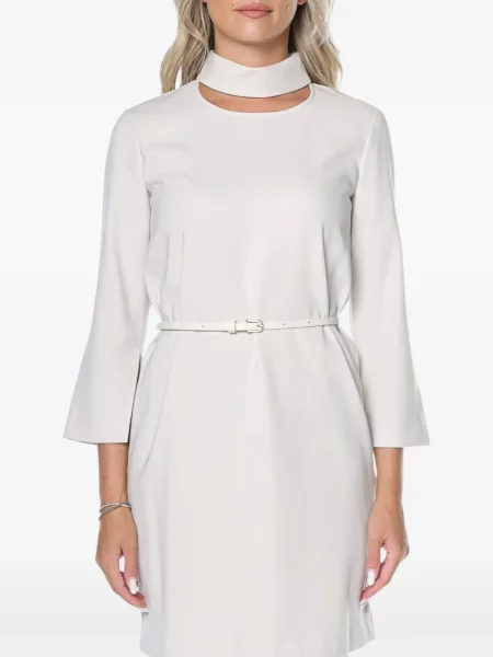 Cu centură rochie mini Armani Exchange cu mâneci trei sferturi alb