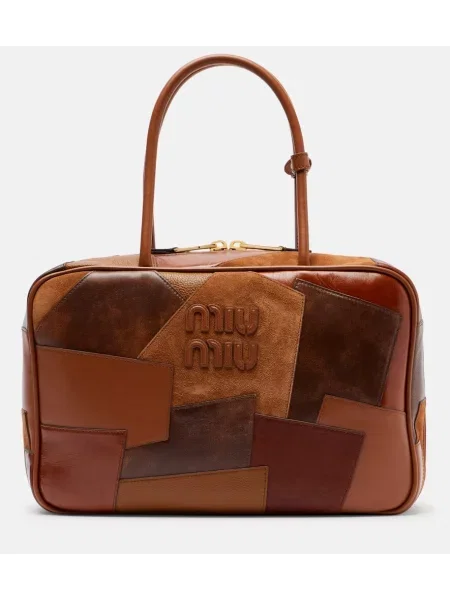 Usnjena usnjena torbica Miu Miu rjava