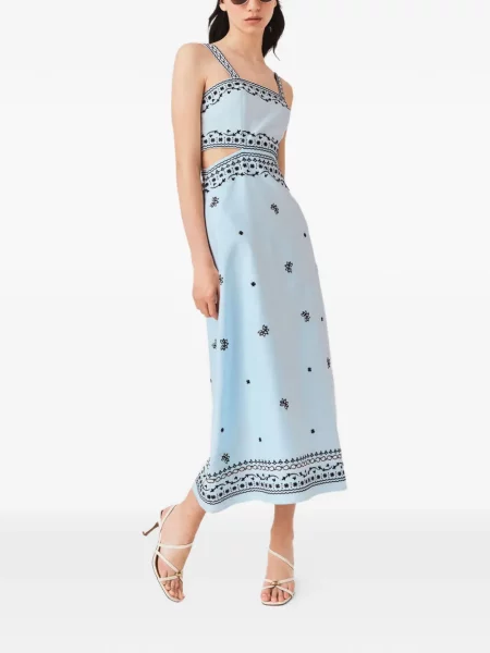 Rochie midi Maje cu model floral albastru