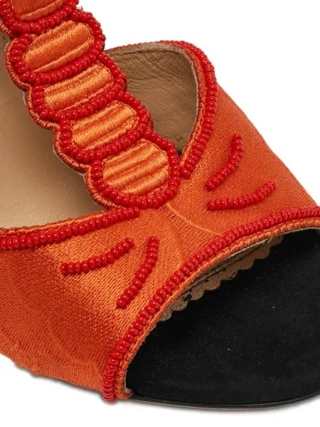 Sandale Charlotte Olympia cu broderie portocaliu