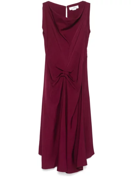Rochie midi Victoria Beckham plisată până la genunchi de costum violet