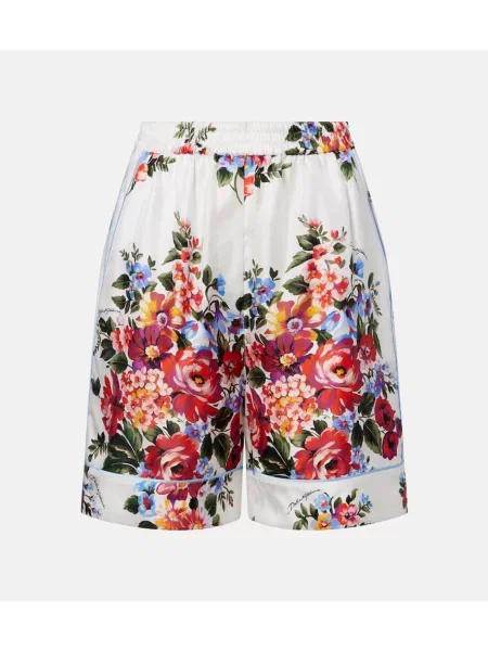 Jedwabne bermudy Dolce&gabbana w kwiatki białe