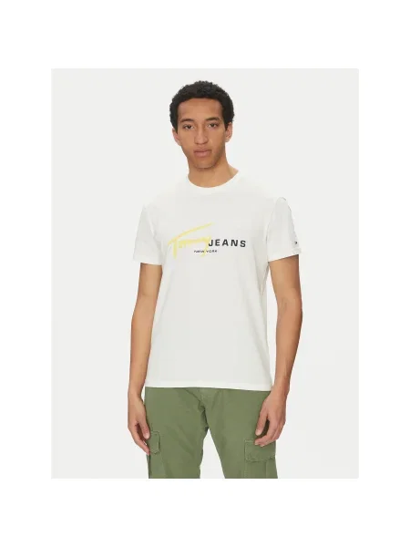 Tommy Jeans Póló Signature Dna Regular Fit fehér