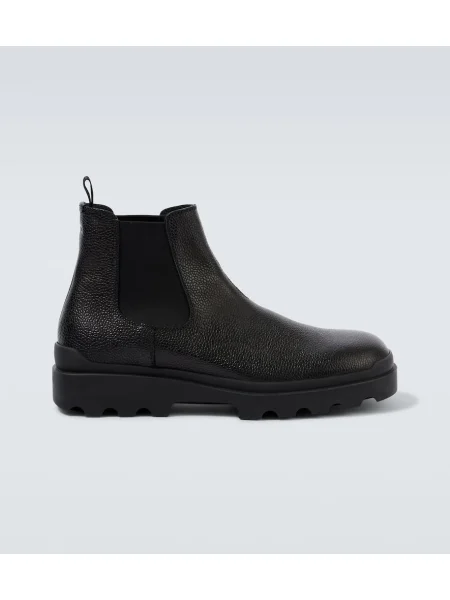 Usnjene chelsea gležnjarji Prada črna