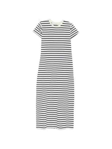 Rochie midi Anine Bing cu dungi de costum albastru