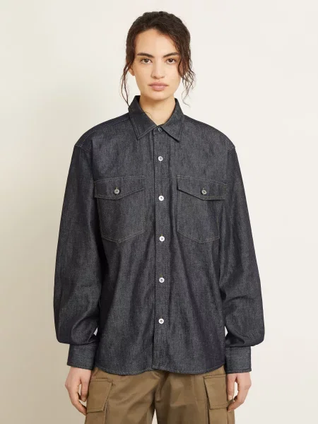 Jw Anderson Oversized Džínová Košile tmavě modrá