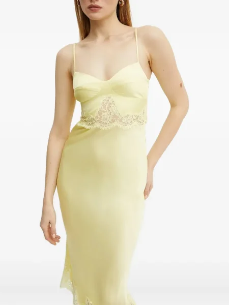 Rochie midi Ermanno Scervino din satin până la genunchi de costum galben