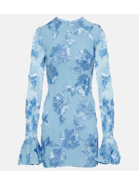 Rochie Rotate cu model floral plasă albastru