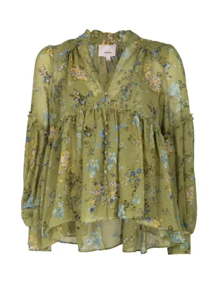 Bluză Cinq A Sept cu model floral cu imagine verde
