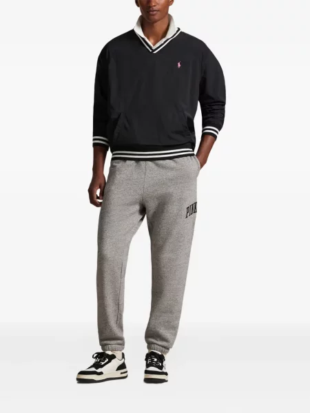 Tricou polo Polo Ralph Lauren cu dungi cu două rânduri de nasturi cu aplicații negru