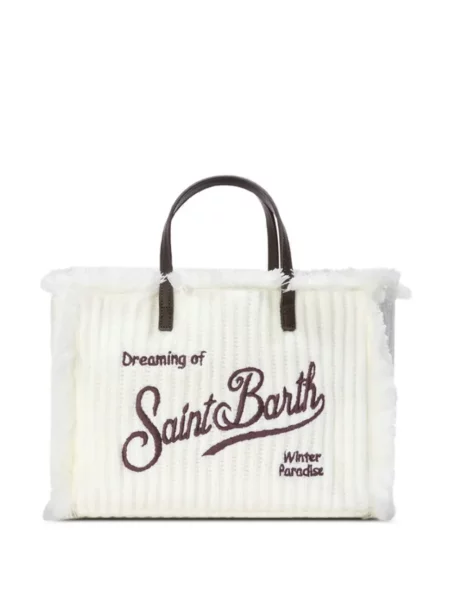 Geantă Mc2 Saint Barth tricotate alb