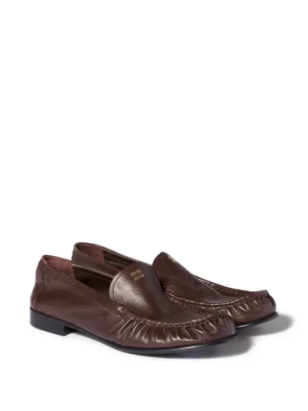 Pantofi loafer Miu Miu din piele maro