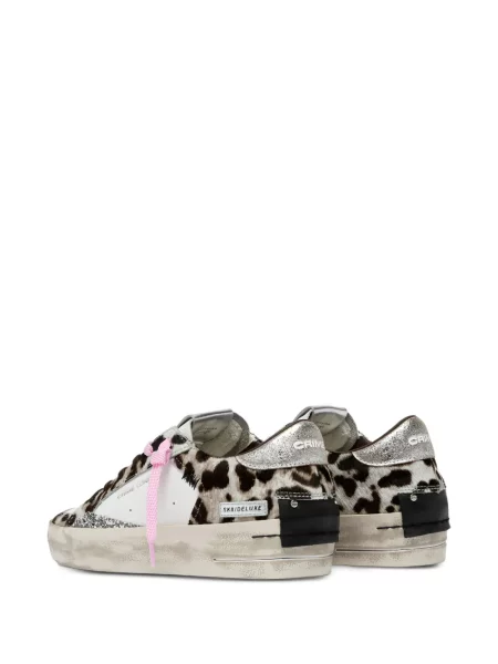 Sneakerși Crime London cu imagine cu model leopard alb