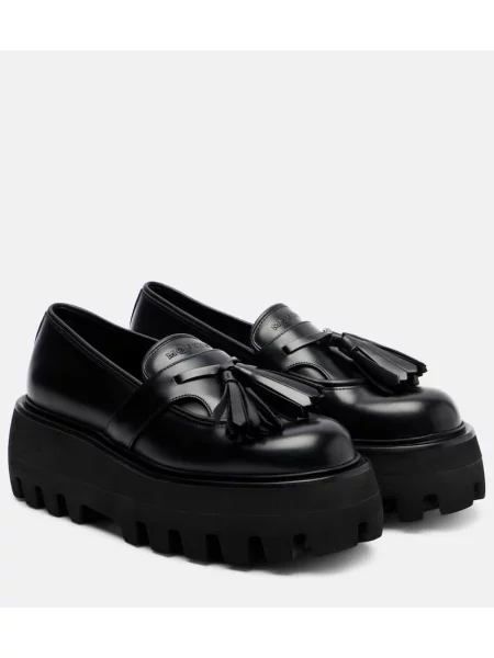 Pantofi loafer Mcqueen din piele cu platformă negru
